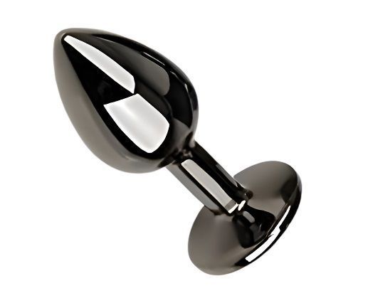 Анальная пробка с кристаллом EGZO - Dark Gray Round Plug Rainbow, size S, Темное серебро