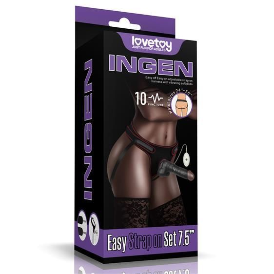 Страпон - Ingen Vibrating Easy Strap-On Set 7.5" Black